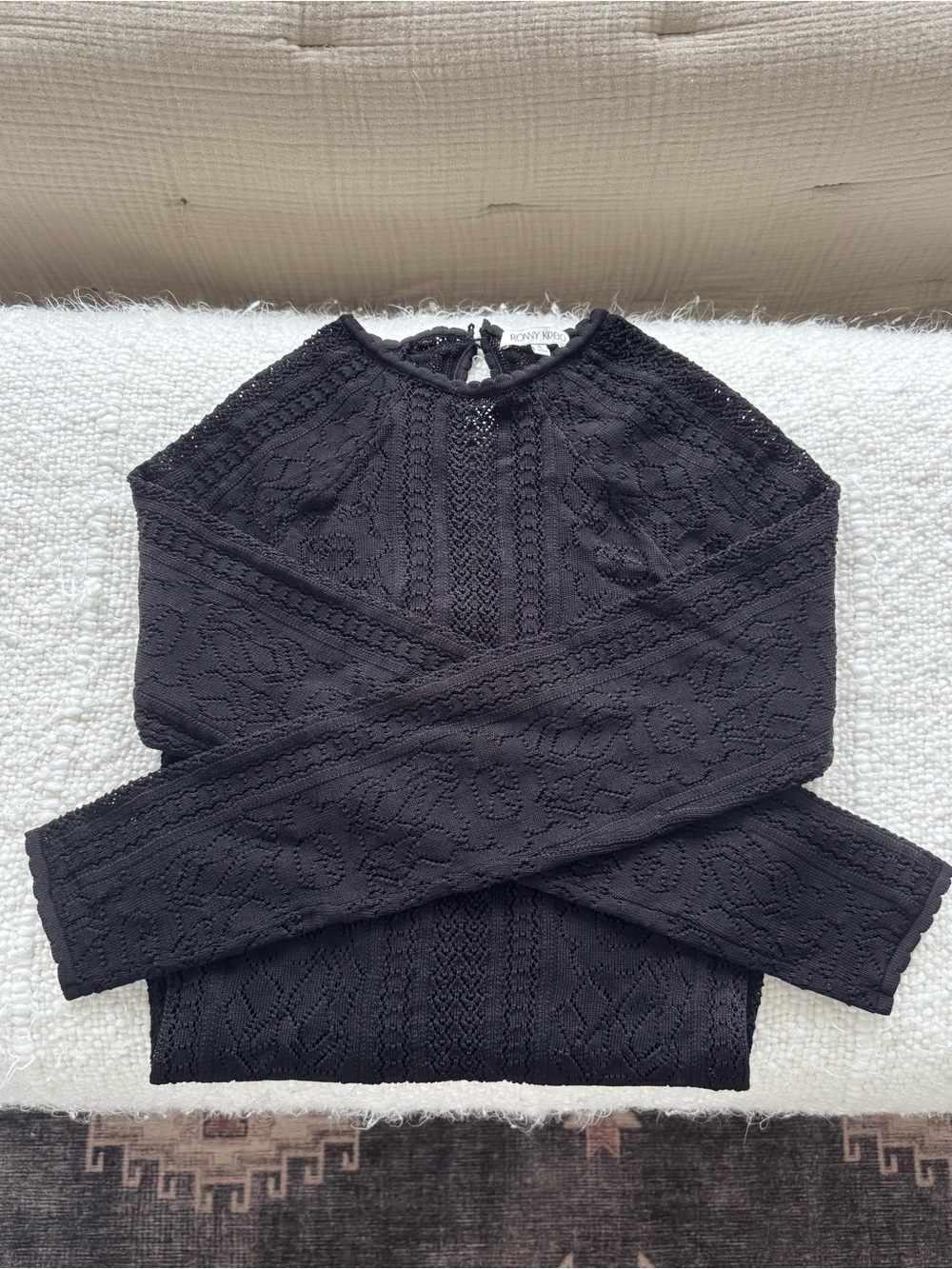 (NWOT) Ronny Kobo - Designer - Long Sleeve Black Textured Bodysuit - Size S 🖤
